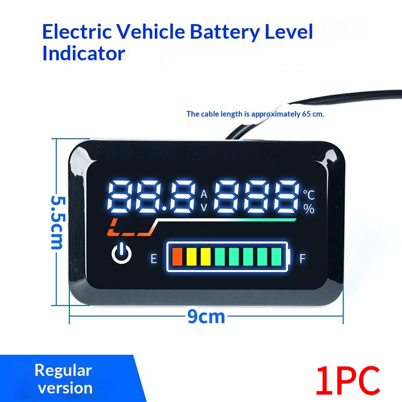 Energy Monitor Meter - เครื่องวัดแรงดันไฟฟ้าดิจิตอล 1 ชิ้น พร้อมตัวบ่งชี้ระดับแบตเตอรี่ 48V-72V สำหรับสกู๊ตเตอร์ไฟฟ้า